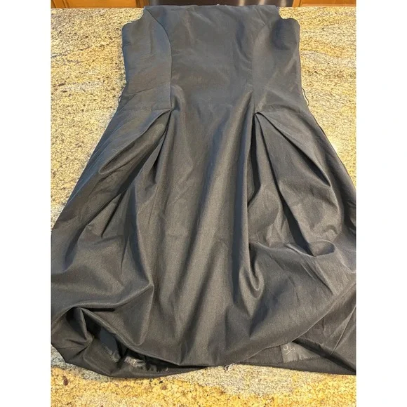 Samuel Dong Sleeveless Bubble Dress Ruffle Collar Full Zip Pockets Black Size S - Picture 10 of 10